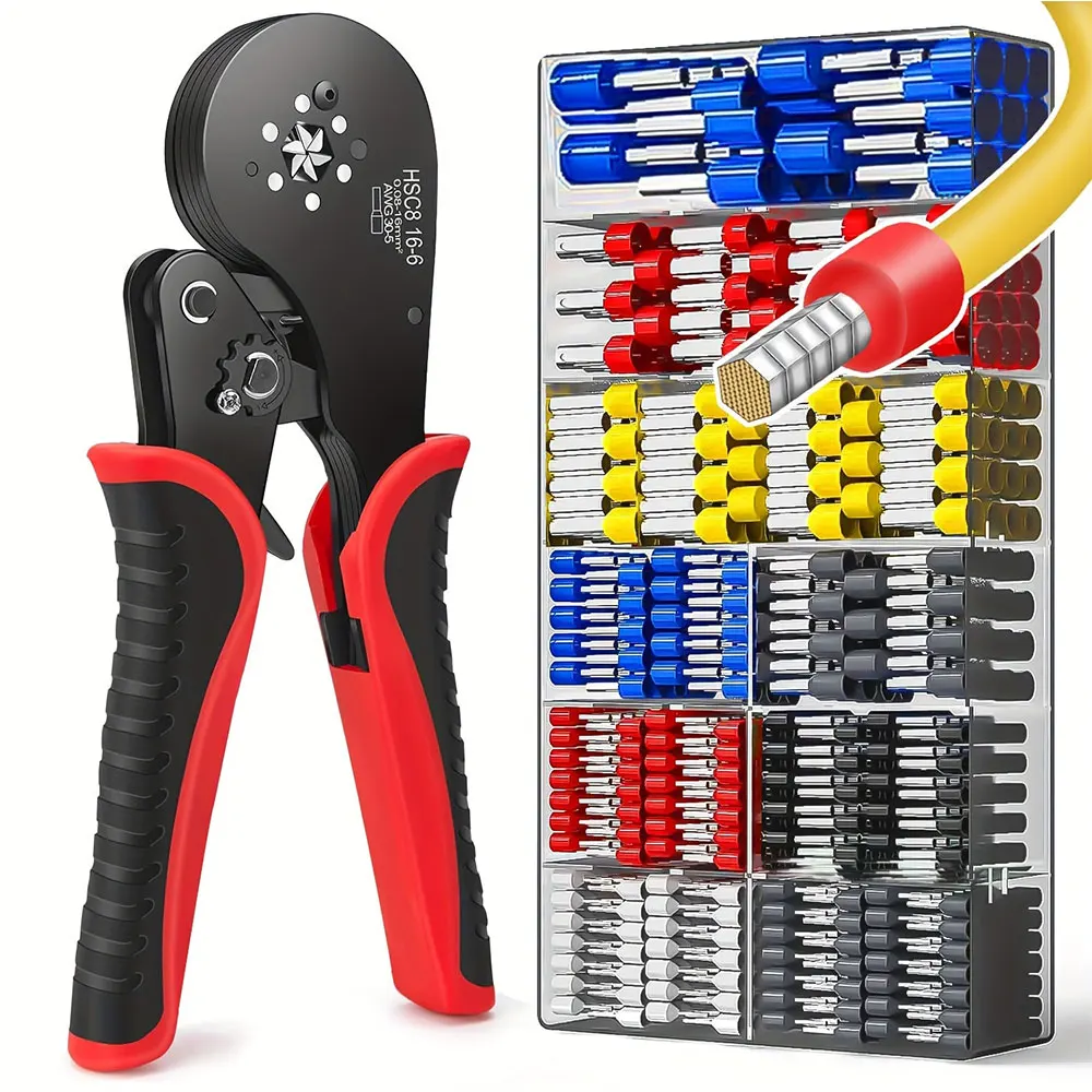 Crimpen Zangen Ferrule Hülsen Rohr Terminal Werkzeuge HSC8 16-6 Draht Crimper Haushalt Elektrische Sets 1200 stücke Terminal Image