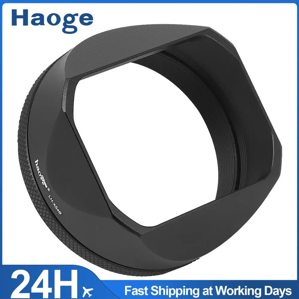 Haoge LH-X54B quadratische Gegenlichtblende aus Metall mit 49-mm-Adapterring für Fujifilm Fuji X100VI x100vi X100V Kamera, Schwarz Image