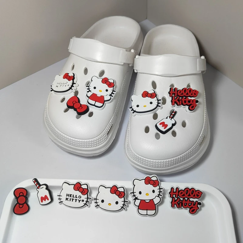 Heißer Verkauf Sanrio Hello Kitty Abnehmbare Verdickte 6 stücke PVC Bowknot Cartoon Schuh Schnallen mit Schuh Dekoration Anime Charakter