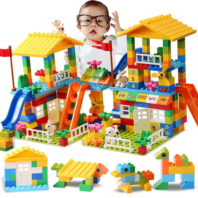 100PCS Große Partikel Dach Blöcke Kompatibel Stadt Haus Große Größe Rutsche Bausteine Burg Ziegel Spielzeug Für Kinder Image