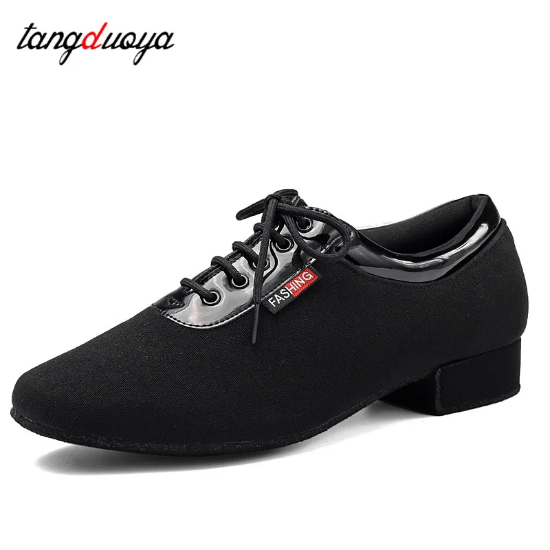Männer Modern Dance Schuhe Jungen Latin/Tango/Ballsaal Schuhe Gummi/Weiche Sohle Low Heels Mann Tanzen schuhe Schwarz Professionelle Image