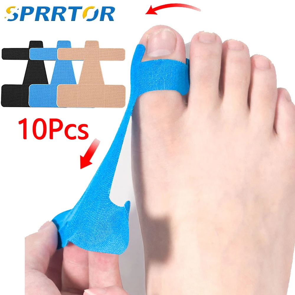 10 Stück Bunion Corrector & Schmerzlinderung Kinesiologie Athletic Tape für Ballenzehen und Rasenzehen, Big Toe Spacer/Separator/Glätteisenband Image