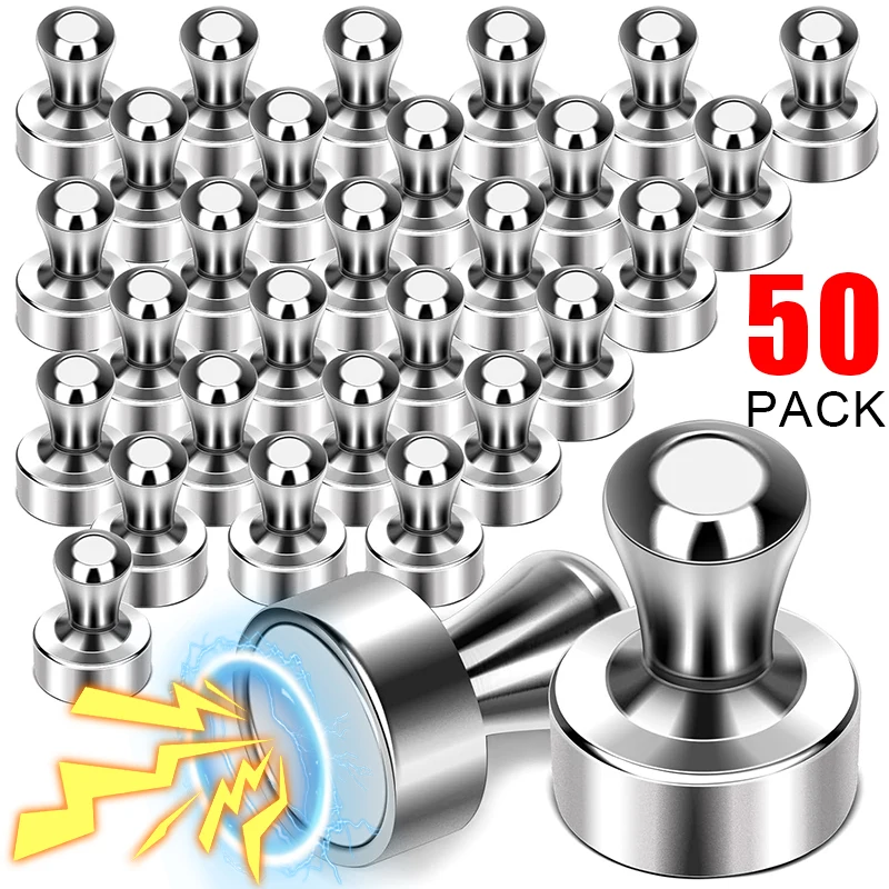 50-2 Stück Metall-Magnetnadeln, Neodym-Magnet-Reißzwecke für Whiteboard-Kegel, starke Magnete, Kühlschrank-Reißzwecke, Büro, Schule, Aufbewahrung Image