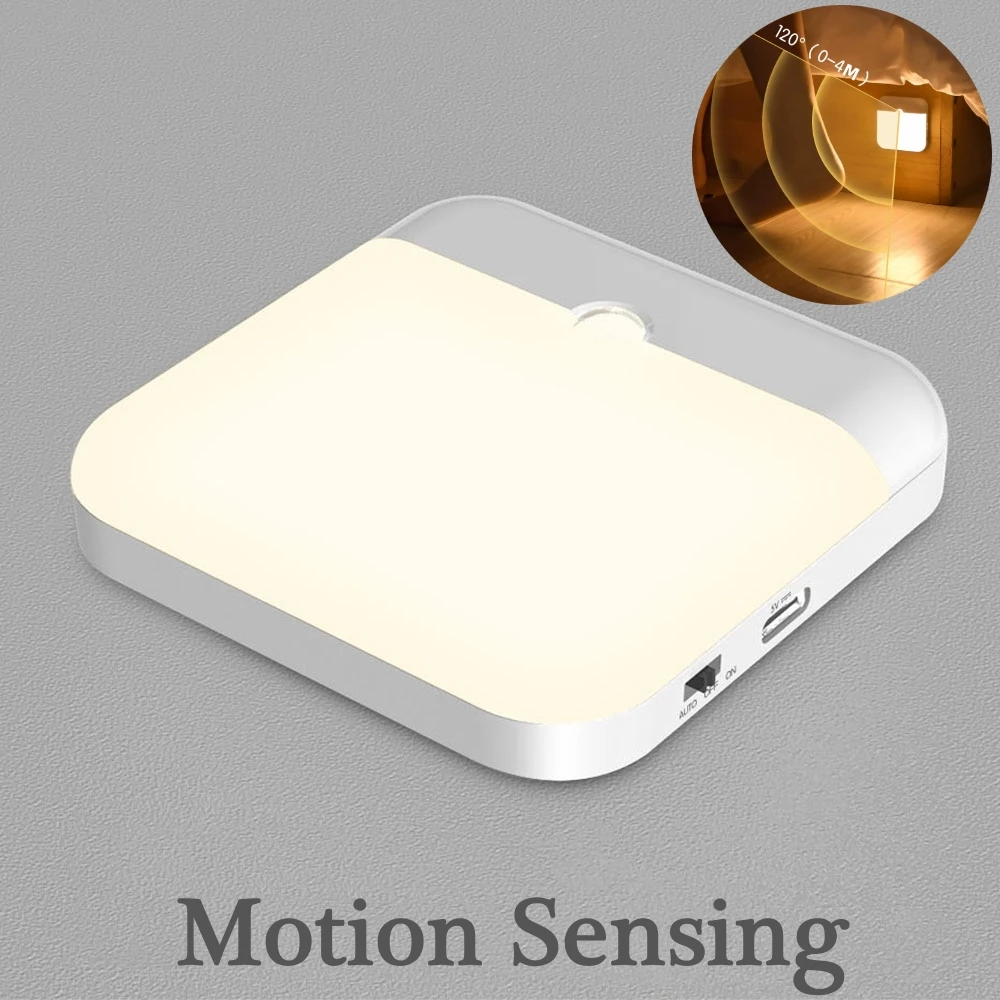 Bewegungs sensor led-licht usb ladelampe für schlafzimmer küche treppe flur schrank schrank beleuchtung Image