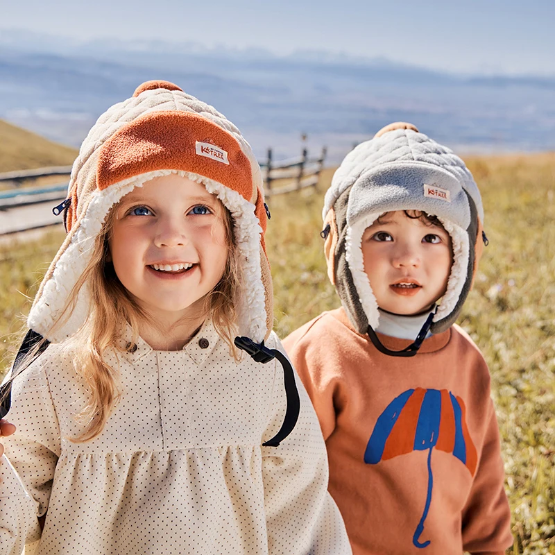 Winter-Flieger-Bombermütze für Jungen und Mädchen, warme Outdoor-Ohrenklappen-Hüte für Kinder, niedliches Fleece-Futter, Gehörschutz, Mütze, Beanie Image