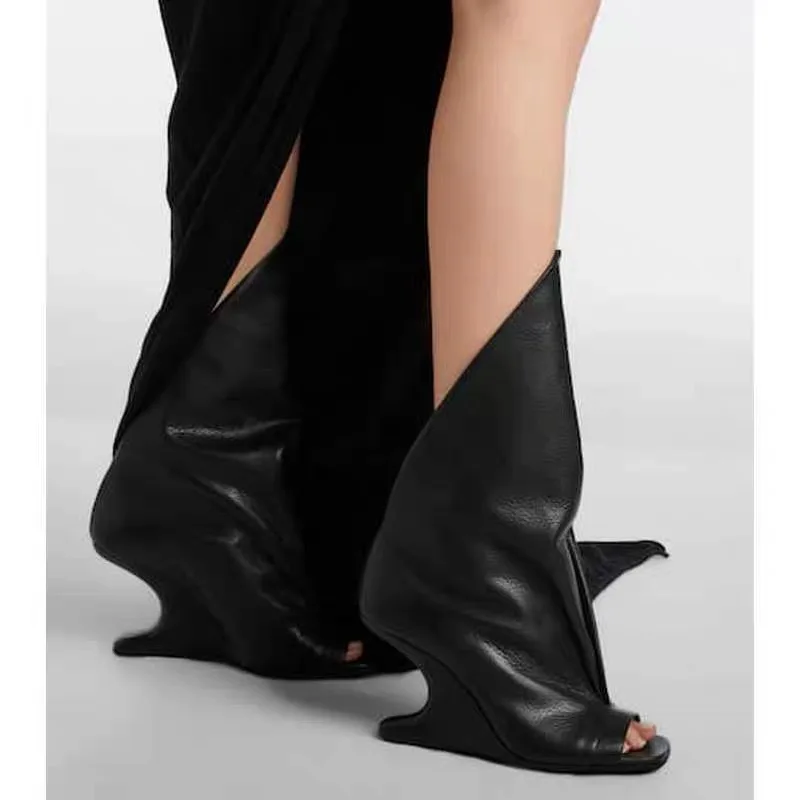 Neue dicke High-Heel-Stiefeletten mit offenem Zehenbereich, modische Alien-Heel-Fischmaul-Stiefel, coole Stiefel für Frühling/Sommer, Damen-Stiefeletten Image