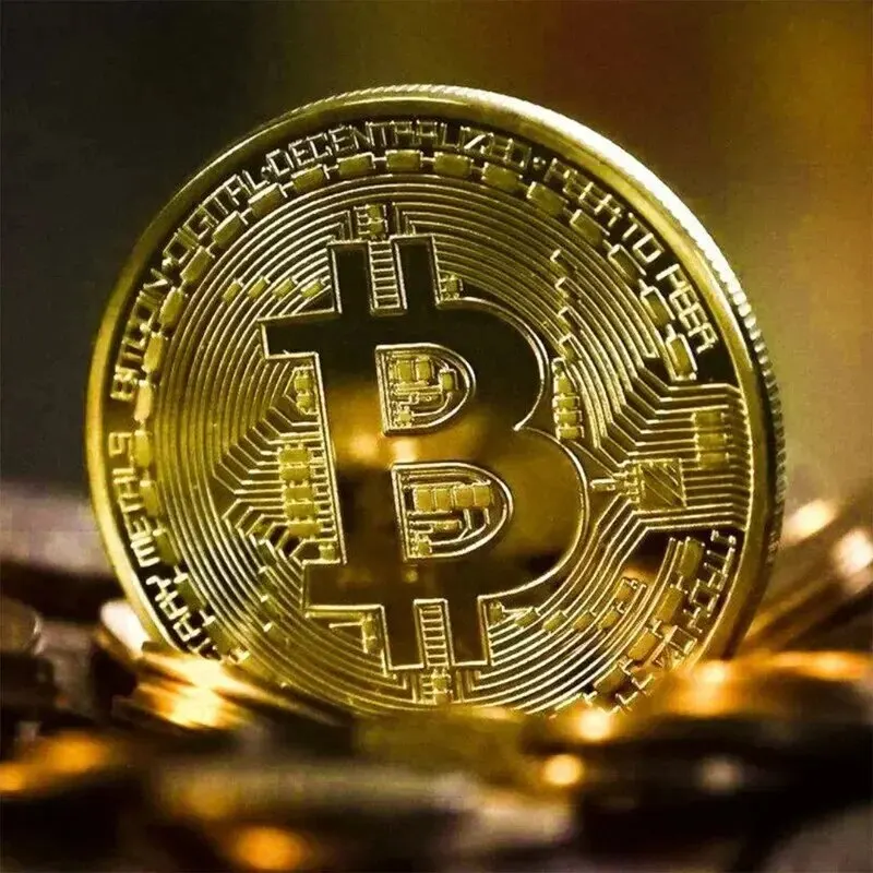 Vergoldete Bitcoin-Münze zum Sammeln, Kunstsammlung, Geschenk, physikalische Gedenkmünze, Casascius, Metall, antike Nachahmung, alles Gute zum Geburtstag Image