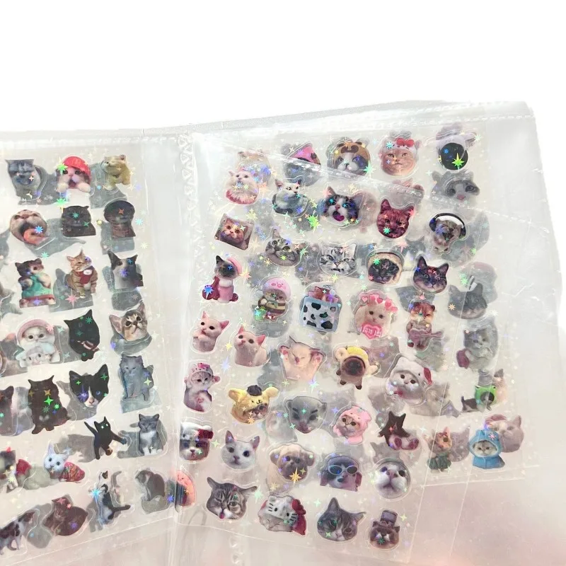 10 Stück Katzen-Laser-Aufkleber, Memo, Haustier, glitzernd, wasserdicht, durchscheinend, lustiges Briefpapier, niedliche Scrapbooking-Materialien, Bastelbedarf Image