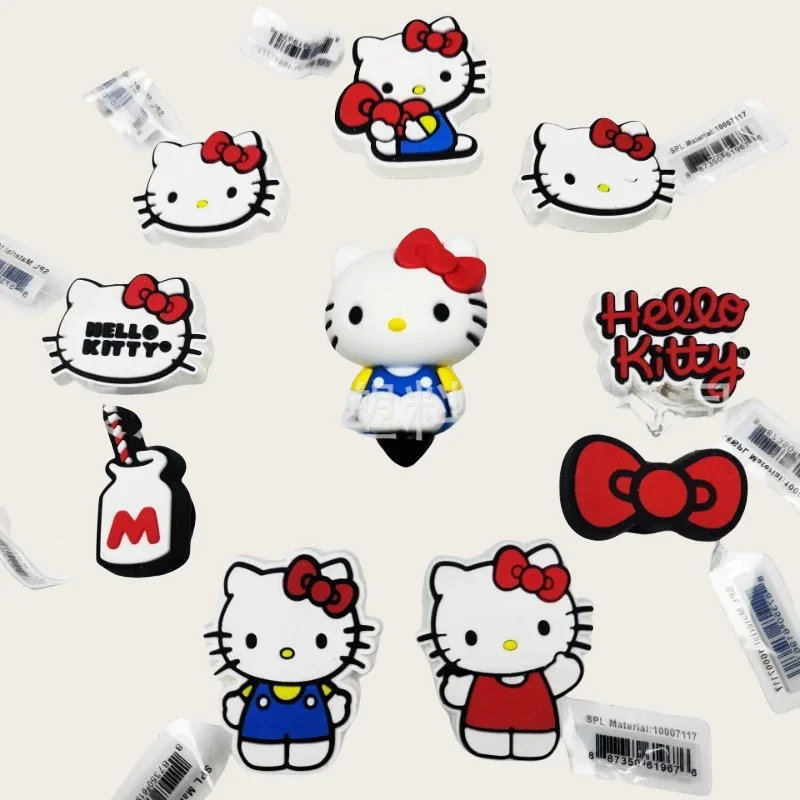 Neue Hello Kitty Schleife DIY Schuhe Charms Sets für DIY Schuhe Dekor PVC Garten Schuhe Schnalle Zubehör Party Geschenke