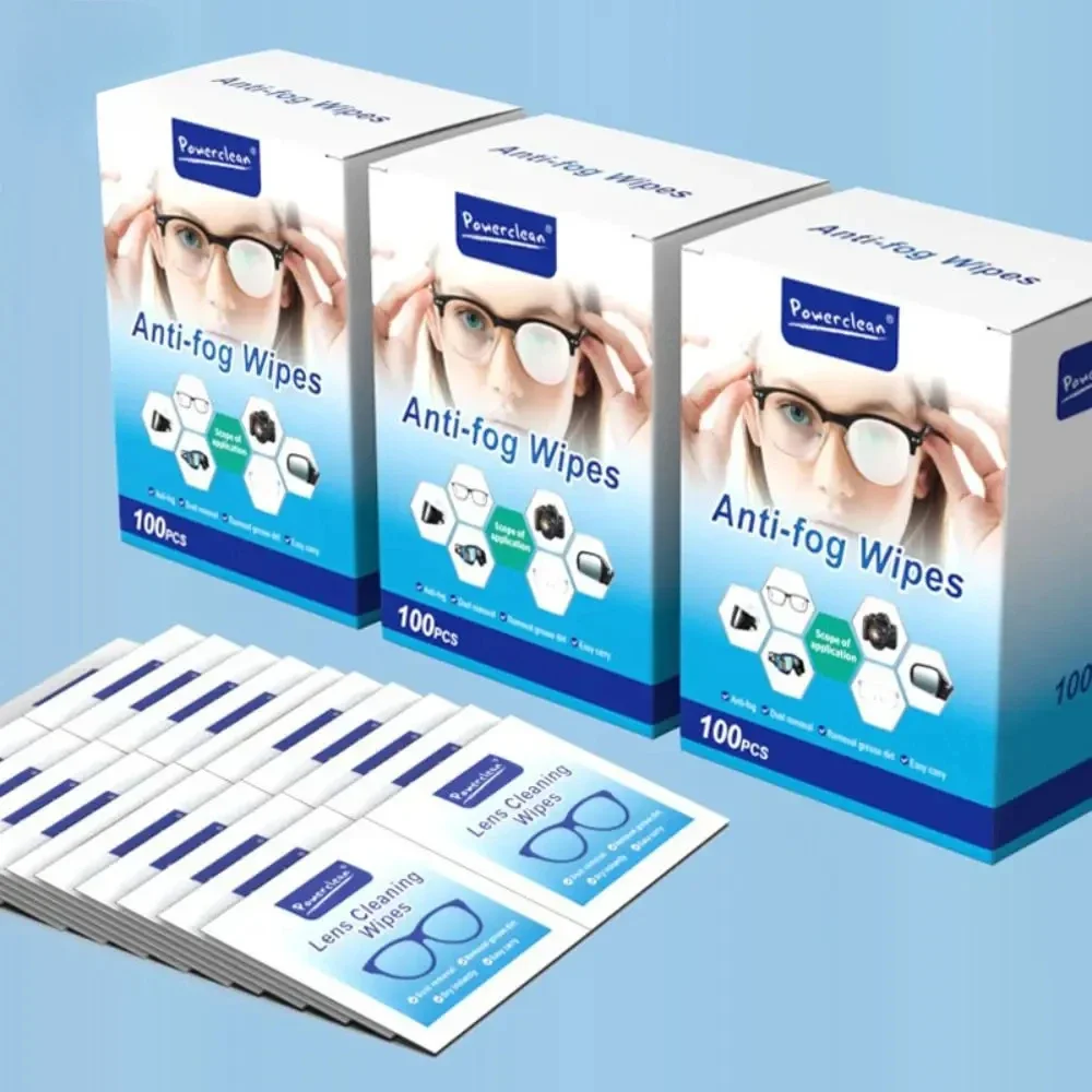 100Pcs/1-5Box Gläser Reiniger Feuchttücher Einweg Anti Nebel Beschlagen Staub Entferner Reinigung Objektiv Tücher sonnenbrille Telefon Bildschirm Image
