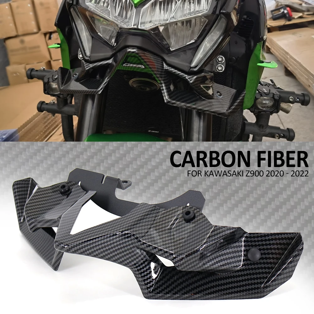 Carbon faser Motorrad Z 900 Nackt Frontspoiler Winglet Aerodynamische Flügel Kit Spoiler Neue Für Kawasaki Z900 2020 2021 2022 Image