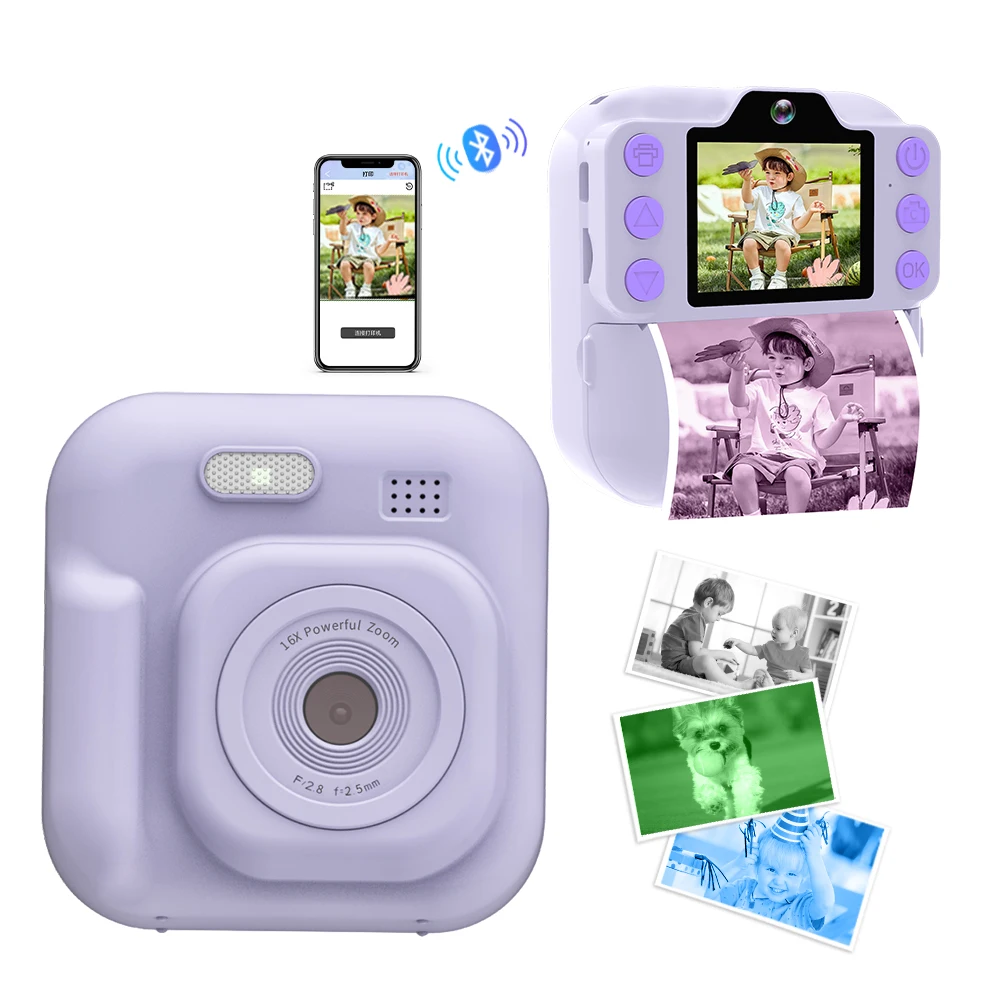Blossom K9 Kinderkamera Dual Selfie 1080P Sofortdruck Digitalkamera für Kinder Kamera Kleinkindspielzeug Geschenke für 6-12 Jahre alt Image