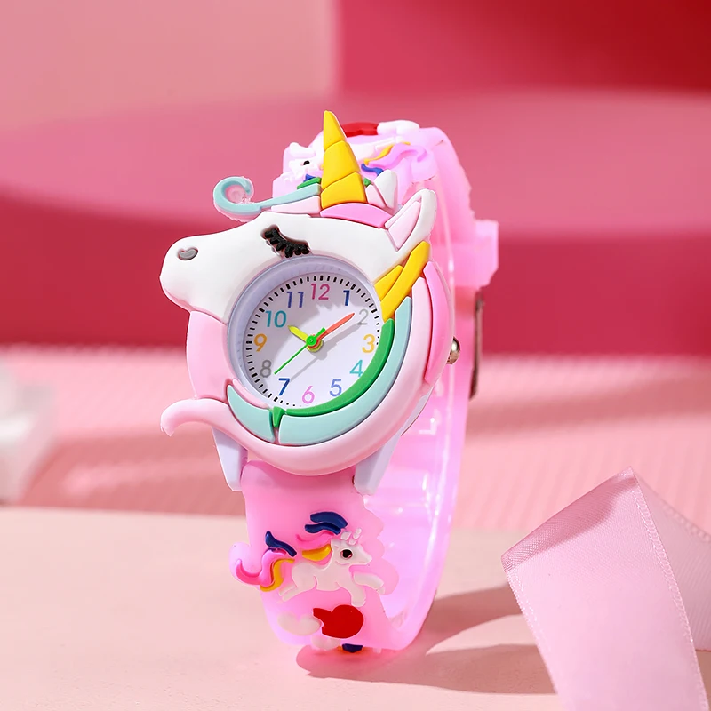 Karton-Silikon-Geschenkuhr für Jungen und Mädchen, niedliche, farbenfrohe, schöne Kinder-Armbanduhr Image