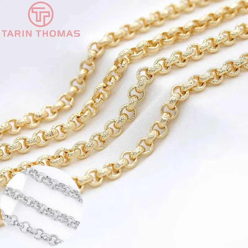 (6193) 50CM 4MM 6,5MM 24K Gold Farbe Überzogene Messing Halskette Ketten Armband Ketten Hohe Qualität schmuck Zubehör Großhandel Image