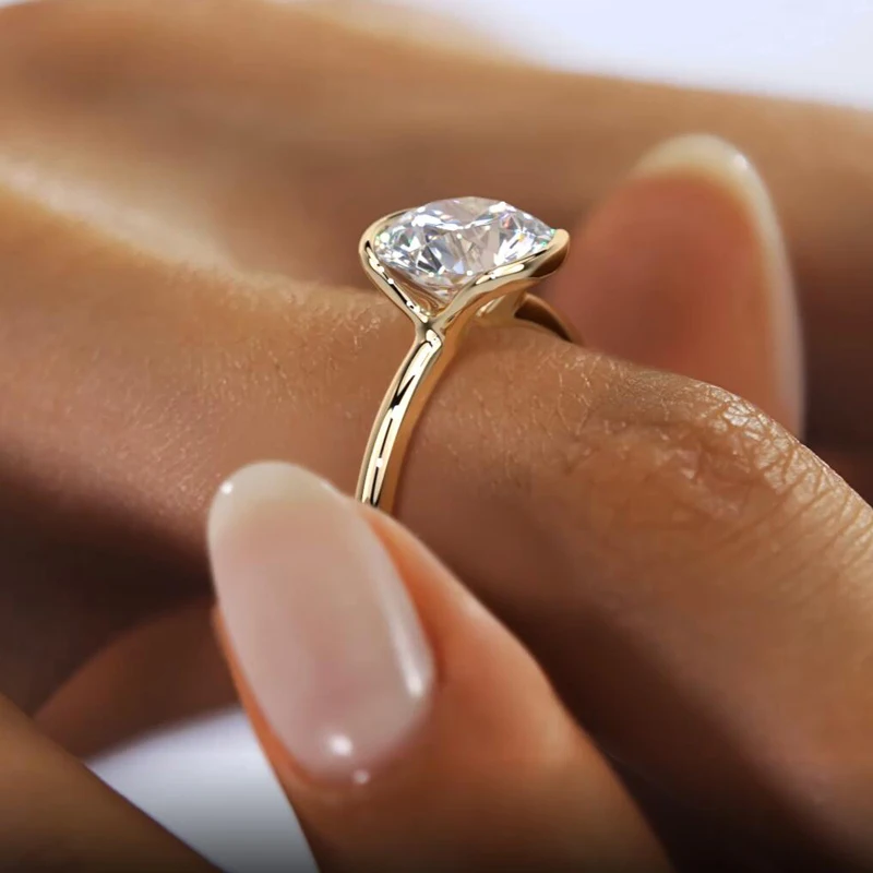 RAPRGOLD 1CT Moissanit Klassischer Solitär-Ehering aus 925er Sterlingsilber, Damen-Verlobungsringe für Frauen, edler Schmuck, Geschenke Image