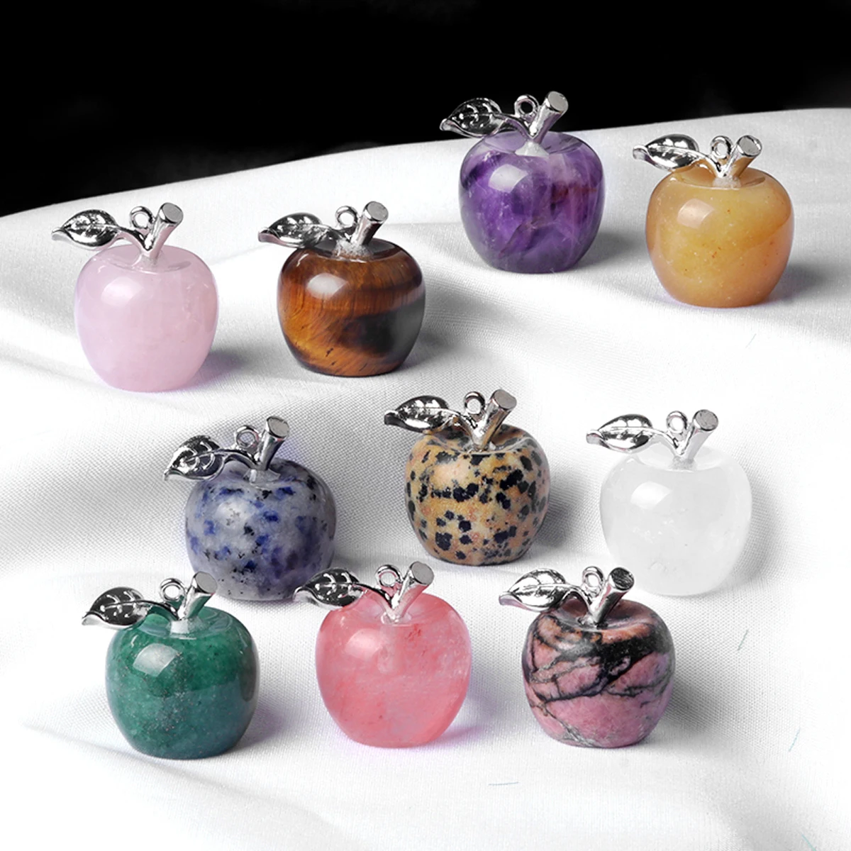 1pc 16x20mm Naturstein Kristall Anhänger Halloween Apfel Form charms für Schmuck Machen DIY Halskette Zubehör urlaub Geschenke Image