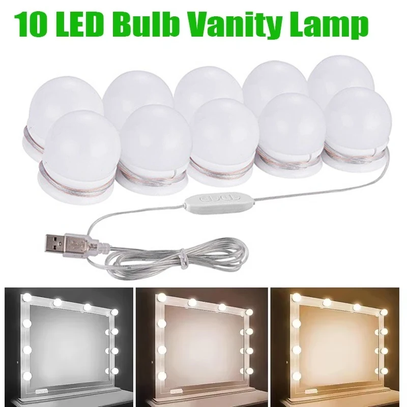 LED Make-up Spiegel Glühbirnen USB Lade Eitelkeit Make-up Spiegel Lichter Badezimmer Schminktisch Beleuchtung Dimmbare LED Wandleuchte