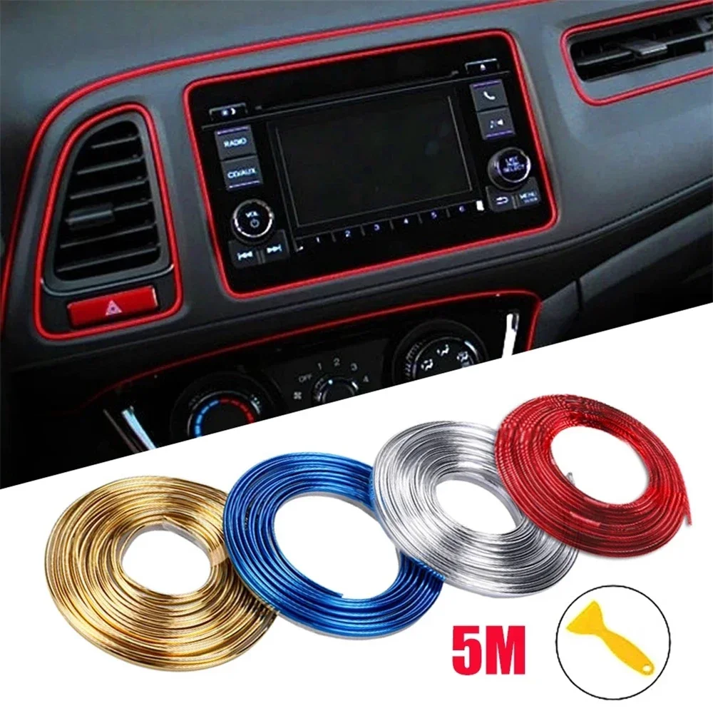 Auto-Styling Universelle 5-teilige DIY Innenverkleidungs-Zierleisten Auto-Zubehör Türdekorationsstreifen Armaturenbrett-Kantenaufkleber Image