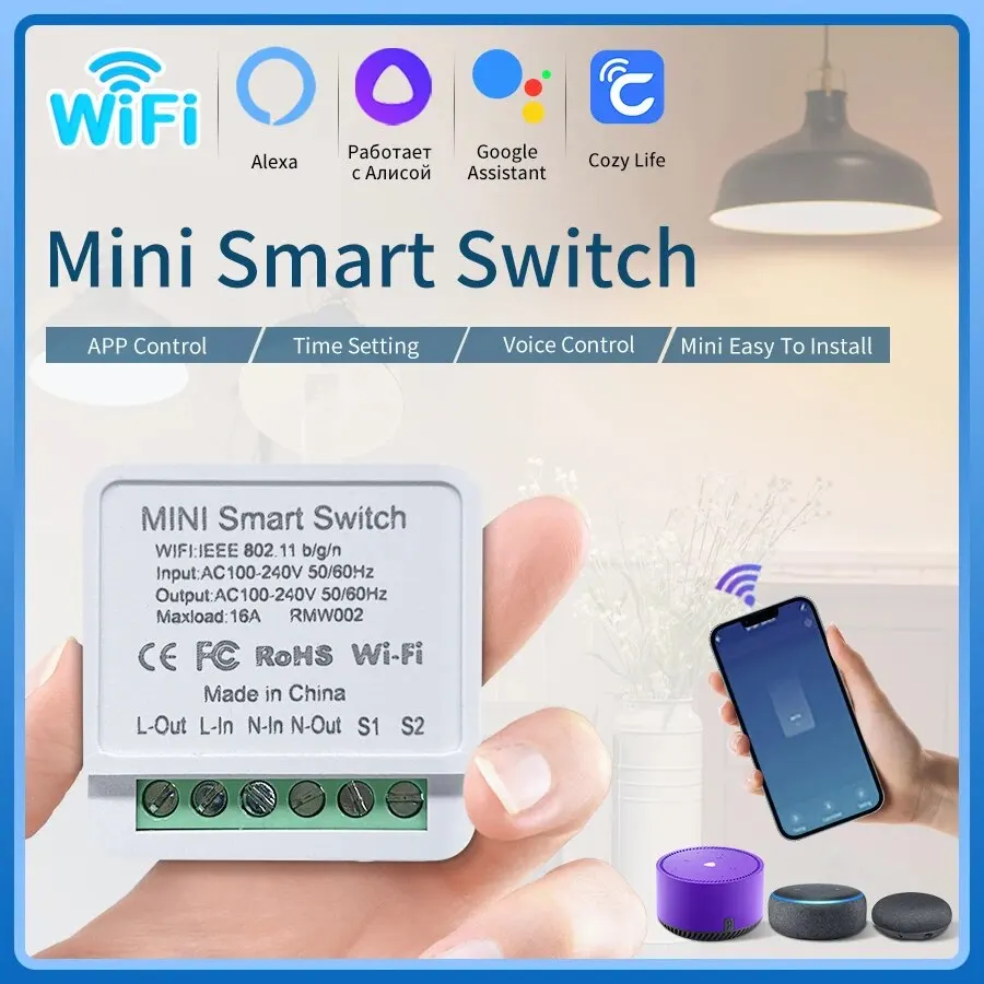 16A/20A Mini Wifi Smart Switch DIY Lichtschalter 2-Wege-Steuerung Automatisierungsmodul Cozylife App Fernbedienung Alexa Google Home Image