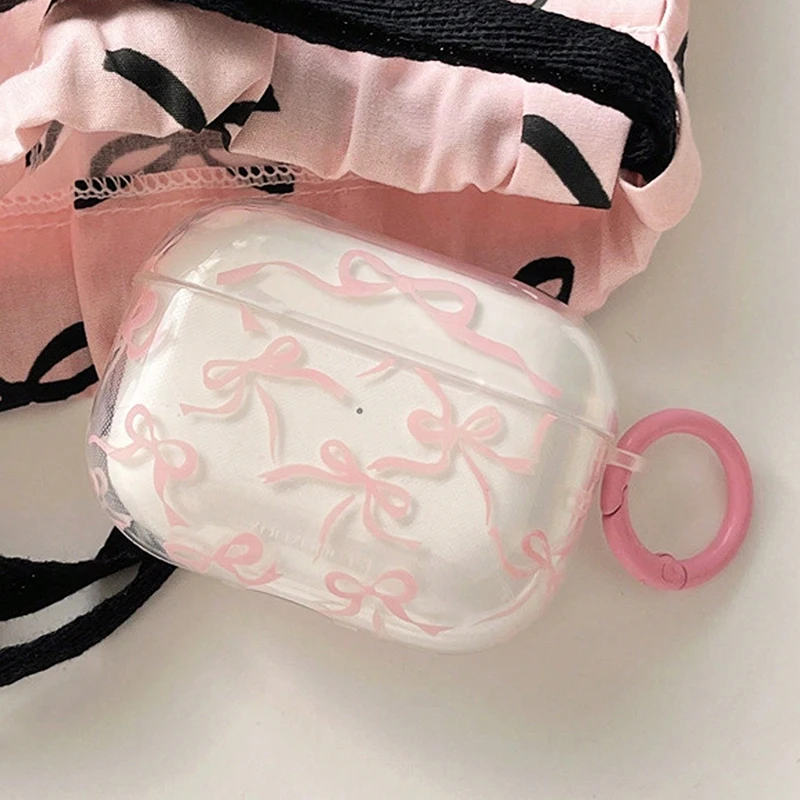 Rosa Schleife Hülle für Airpods Pro 2, Pro 3, Pro Weiche Schutzhülle Bluetooth Wireless Kopfhörer Abdeckung für Airpods 1or2, 3, 4 Abdeckung Image