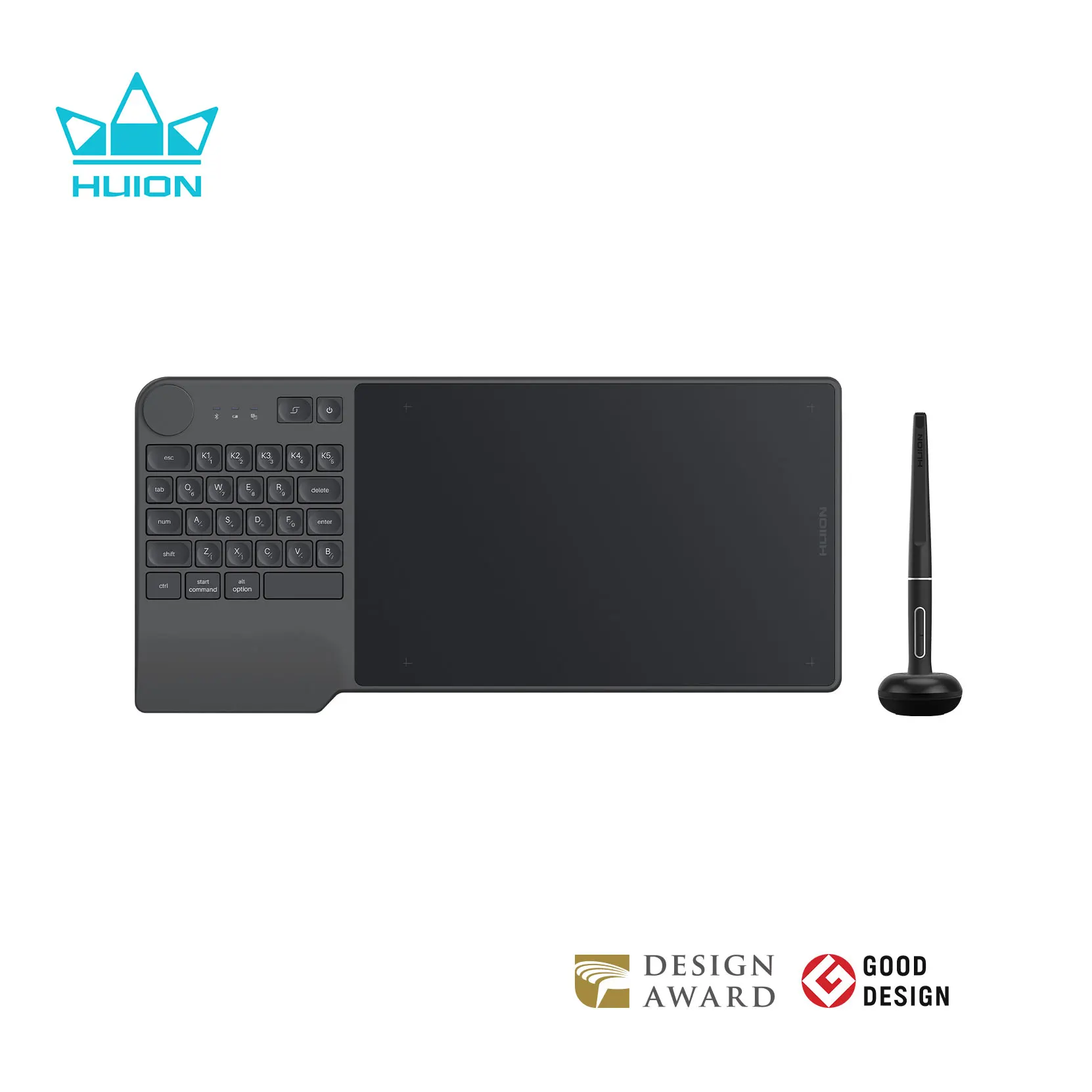 HUION KD200 Kabelloses Zeichentablett Inspiroy Keydial Bluetooth-Grafiktablett + Tastatur-Zifferblatt 5, individuelle Express-Tasten 8,9 x 5,6 Image