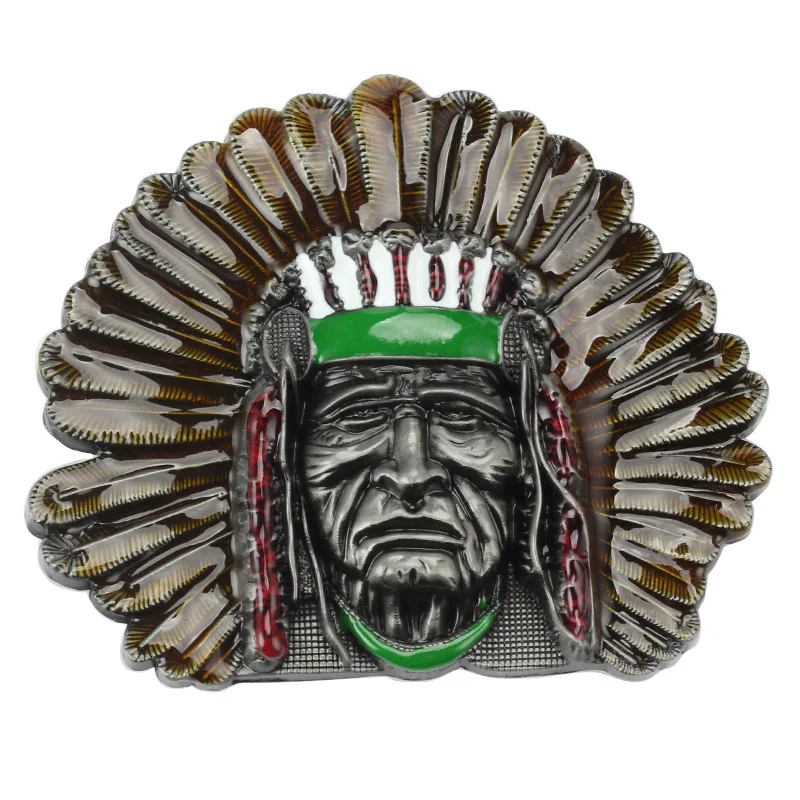 Indian Tribal Chief Kopf Gürtelschnalle Gürtel DIY Zubehör Western Cowboy Stil Glatte Gürtelschnalle Punk Rock Stil K3 Image