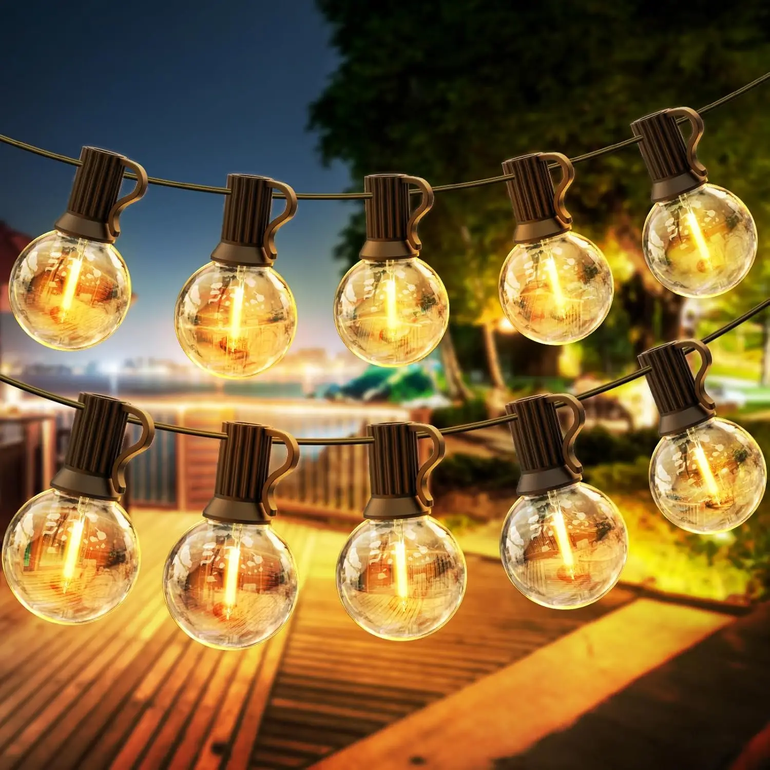 30M/15M/9M G40 LED-Kugel-Lichterkette für den Außenbereich mit EU-Stecker, helle wasserdichte Kunststofflampen für Party-Garten-Girlandenlampe