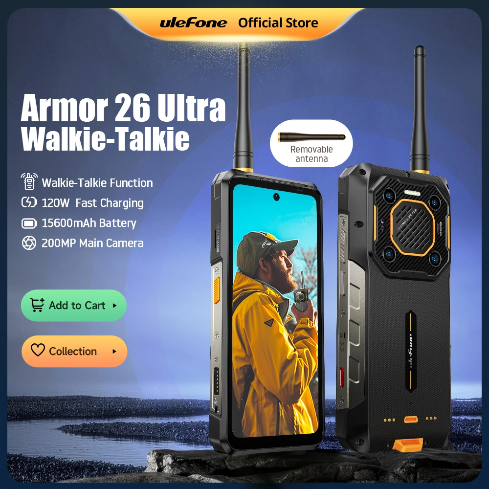 Ulefone Armor 26 Ultra Walkie Talkie 5G Robustes Telefon 120 W 15600 mAh 200 MP + 64 MP + 50 MP NFC 6,78 Zoll FHD + Wasserdichtes mobiles Smartphone Image