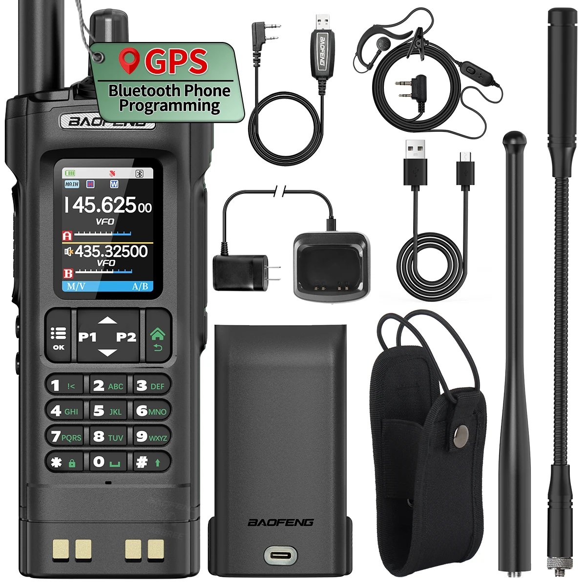 BAOFENG UV-32 GPS Walkie Talkie 10W Air Band Bluetooth Programmierung Drahtlose Kopierfrequenz Vollband FM Long Range Two Way Radio Image