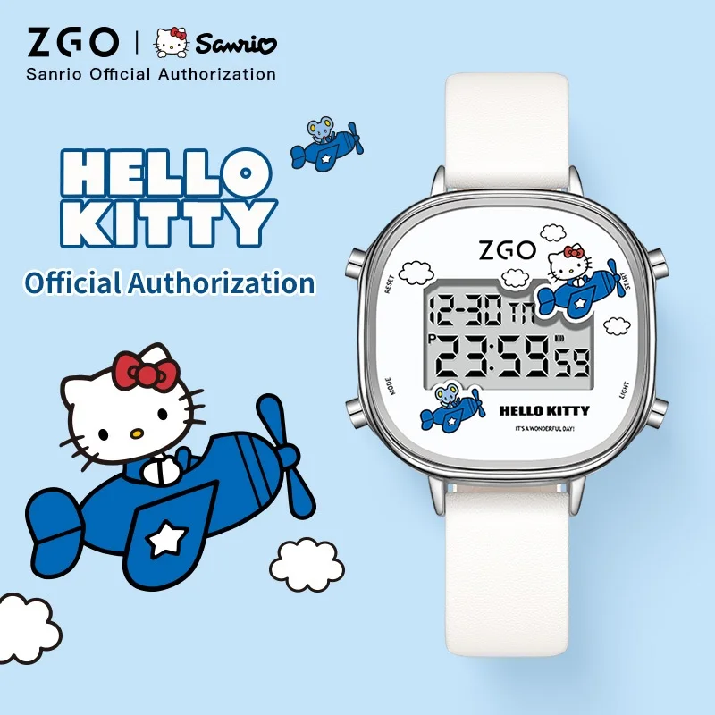 ZGO X Sanrio Hello Kitty Kinderuhren, Digitaluhr, wasserdicht, LED, Kinderuhr, Student, leuchtende elektronische Uhr, Geschenk 830
