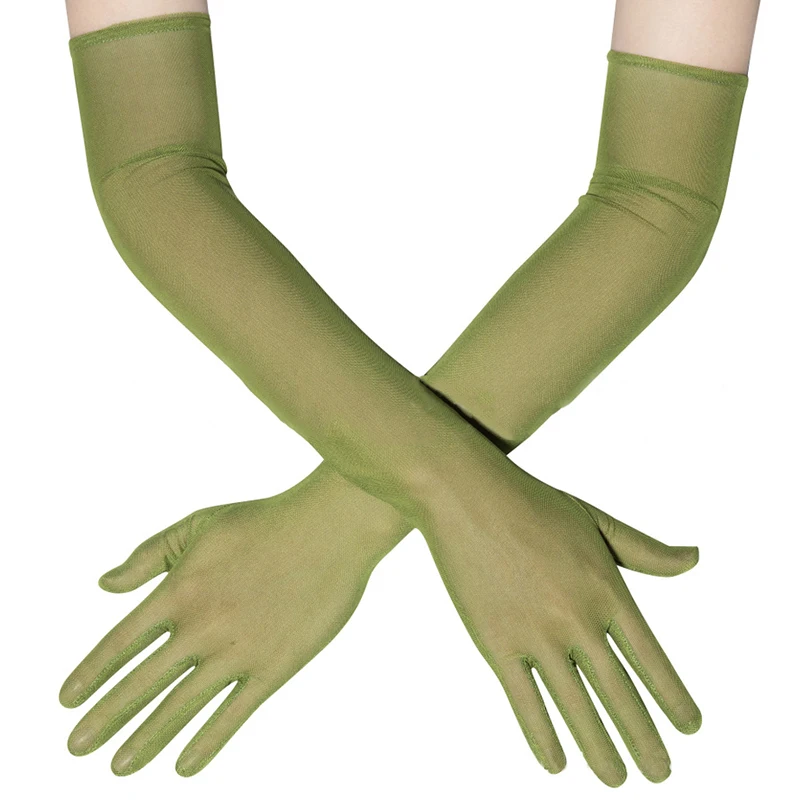 55CM Sexy Spitze Dünne Hohl Transparent Lange Handschuhe Atmungsaktive Net Garn Frauen Mann Bühne Leistung Party Cosplay Elastizität Image