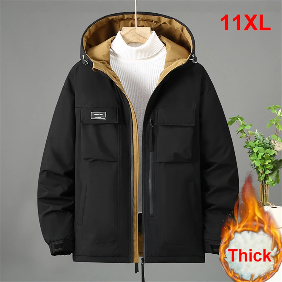 Winter Parkas Männer Dicke Cargo Jacke Mantel Plus Größe 10XL 11XL Mode Lässig Mit Kapuze Parkas Große Größe 11XL Image