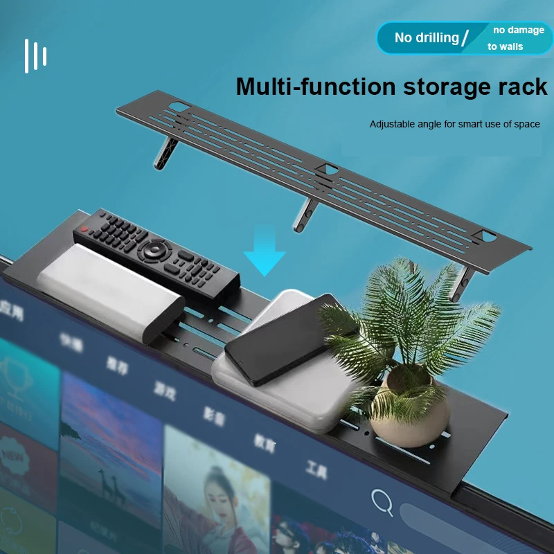 Verstellbarer Bildschirm-Organizer für das obere Ablage für TV-Computermonitor, flacher Bildschirm, obere Ablage für die obere Ablage, um Soundbar-Kabelbox zu platzieren Image