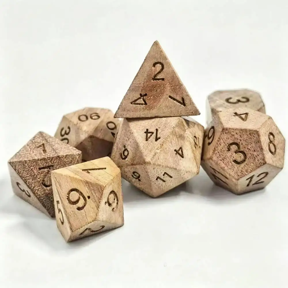 DND Holzwürfel für Brettspiele, Rollenspielwürfel für Dungeons & Dragons D&D Würfel Holzwürfel Polyedrische RPG-Würfelset D6 D20 Image