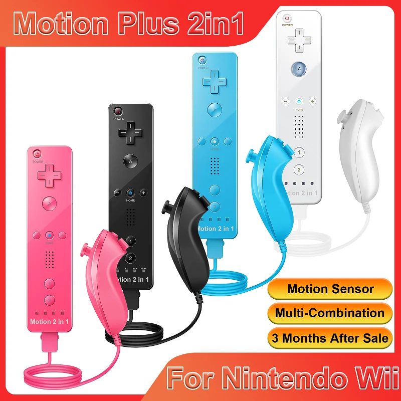 Controller-Set für Nintendo Wii/Wii U 2-in-1 Wireless Remote Gamepad Joystick Optional Motion Plus Silikonhülle Gaming-Steuerung Image