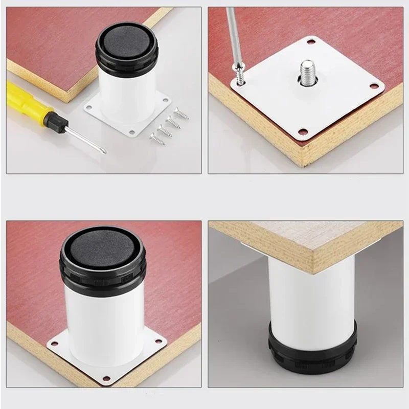 4 Stück 50 mm-250 mm weiße Möbelfüße aus Edelstahl, Metall-Ersatzfüße, verstellbare Möbelbeschläge für Schrank, Sofa, Schrank