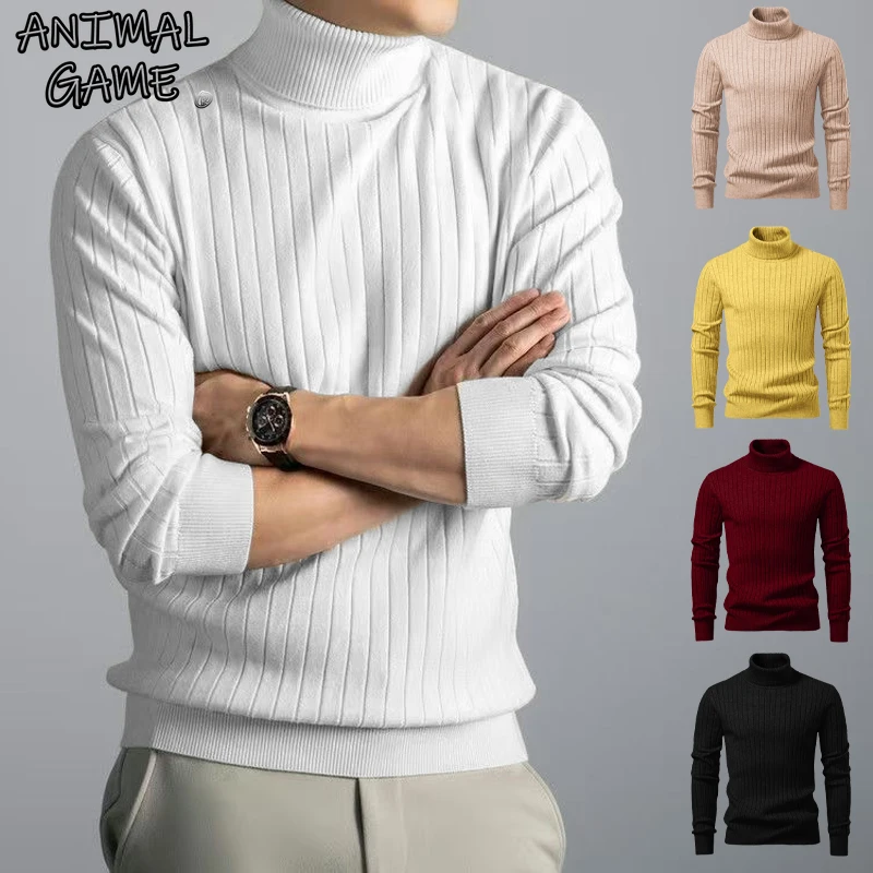 Animal Game Herren Warm Cold Bluse Woolen Casual Pullover Rollkragenpullover Streifen Pullover Pullover Outdoor Strickwaren Trikots Basic Tops Image