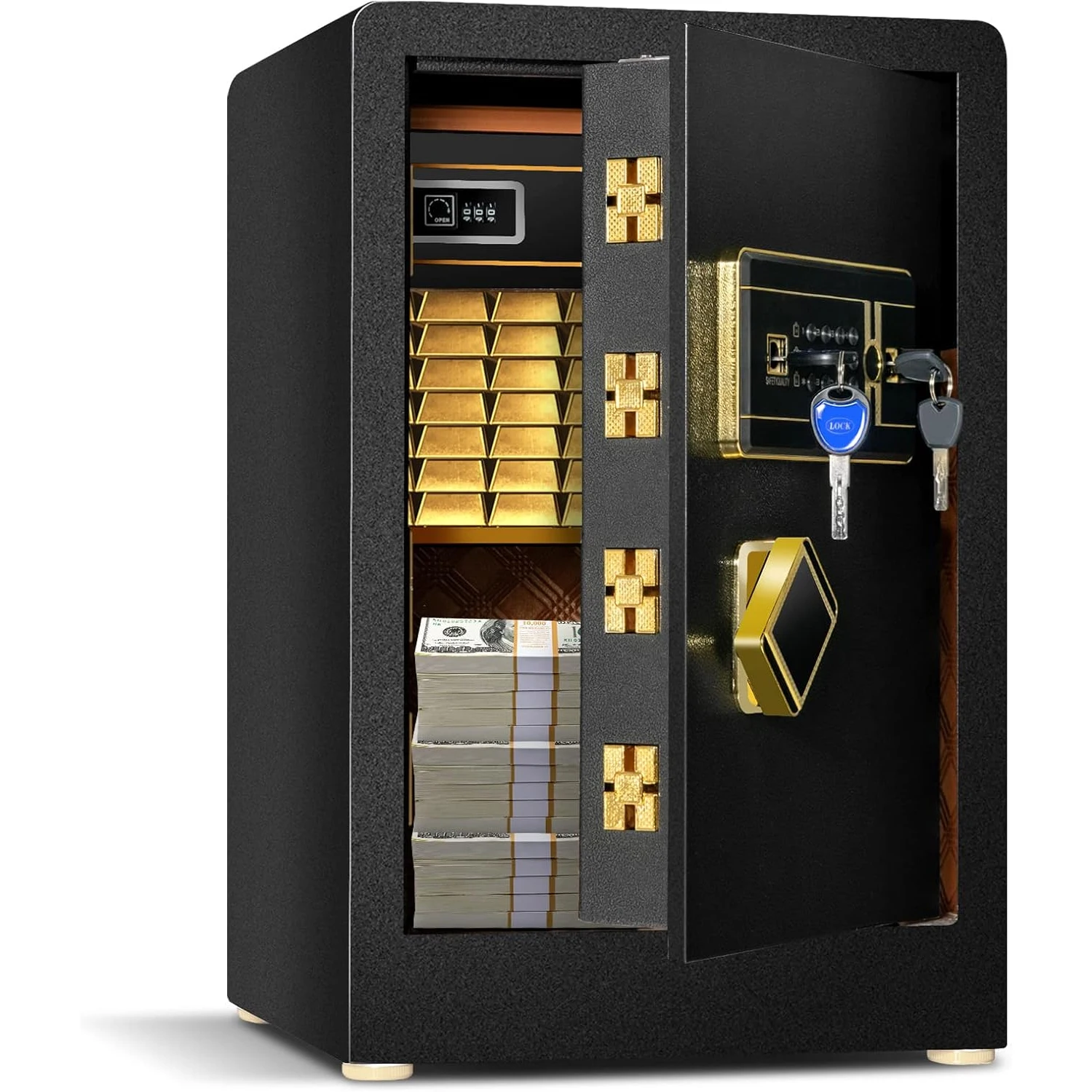 42,5 l feuerfester Safe für Zuhause, elektronischer Safe mit integriertem Mini-Safe und Tarn- und Alarmsystem mit zufälliger Nummer Image