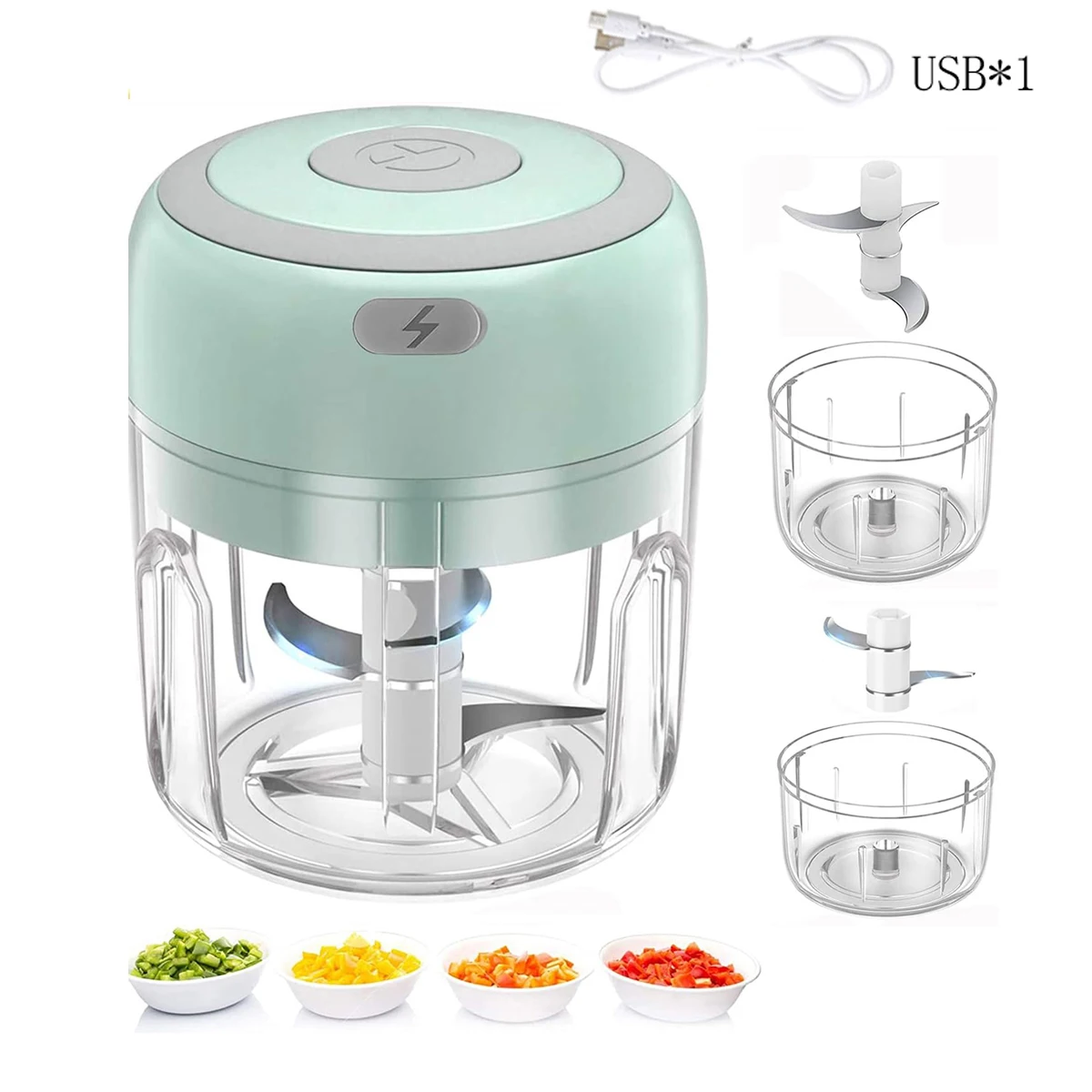 100 ml/250 ml elektrischer Mini-Knoblauchpresse-Zerkleinerer – wiederaufladbarer USB-Stampfer mit leistungsstarkem Lithium-Akku, einfacher Fleischwolf