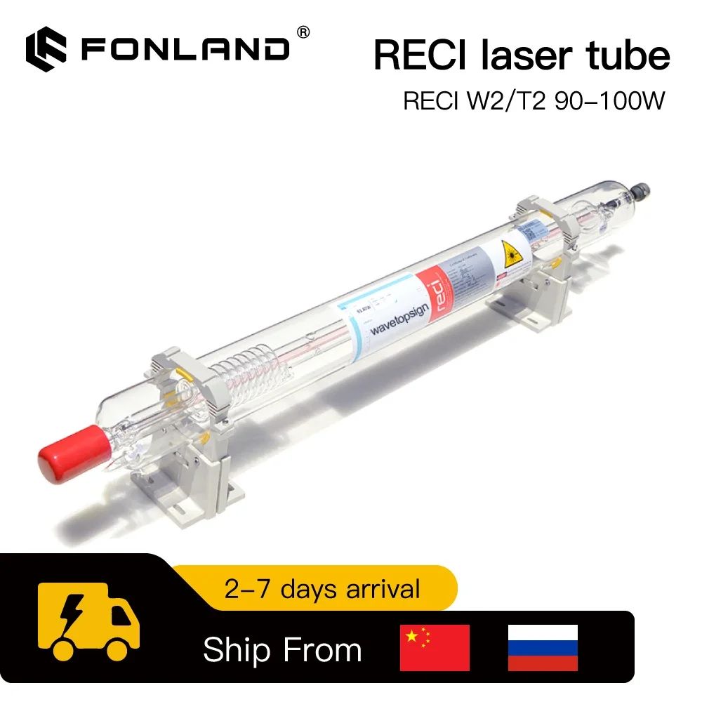 Fonland Reci W2/T2 90W-100W CO2-Laserröhre, sichere Verpackungsdurchmesser. 80 mm/65 mm CO2-Lasergravur-Schneidemaschine S2 Z2 Image