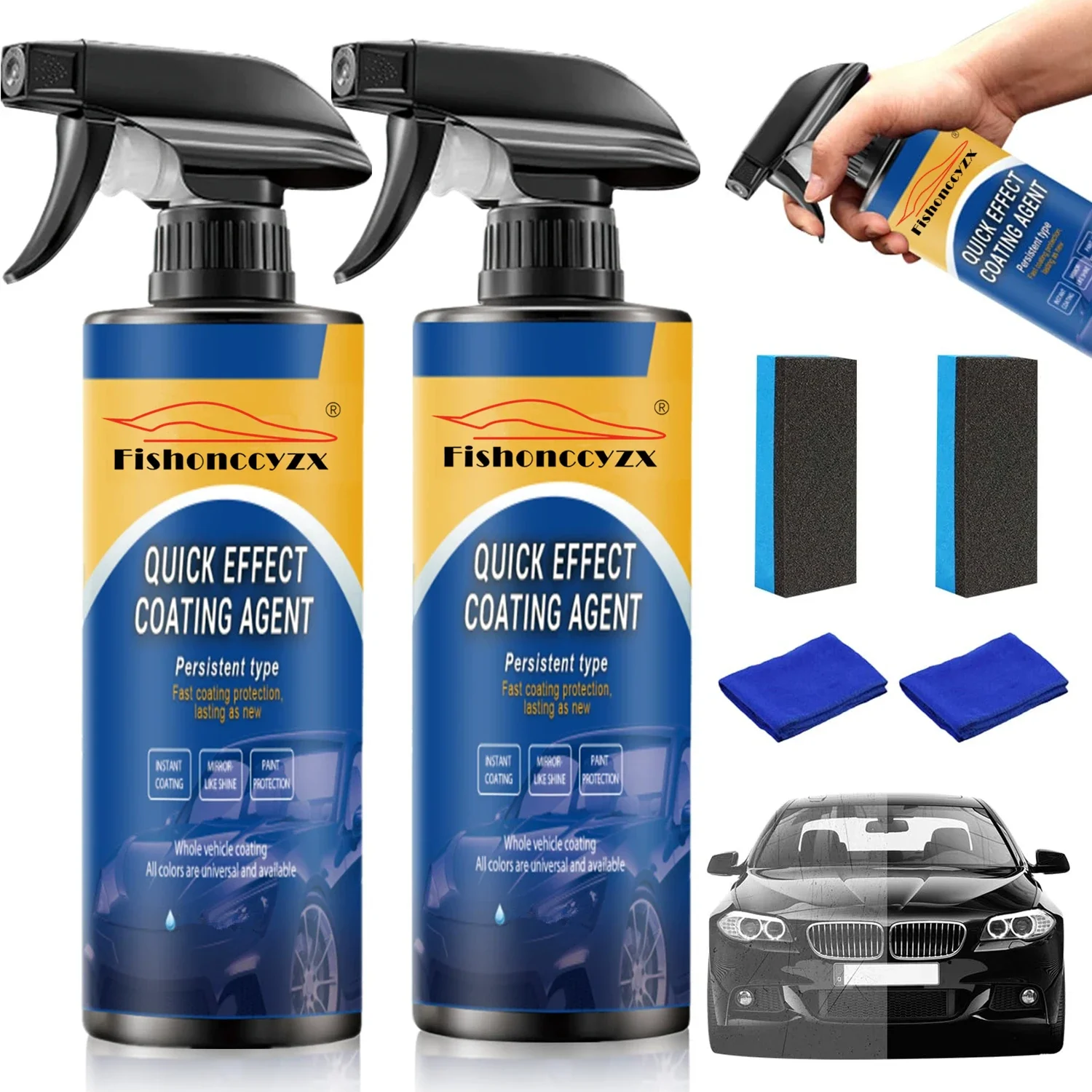 Auto-Beschichtungsspray Schnellwirkendes Beschichtungsmittel Neues Schnell-Beschichtungs-Autowachs Kratzerentferner-Spray Wasserlose Autowäsche Image