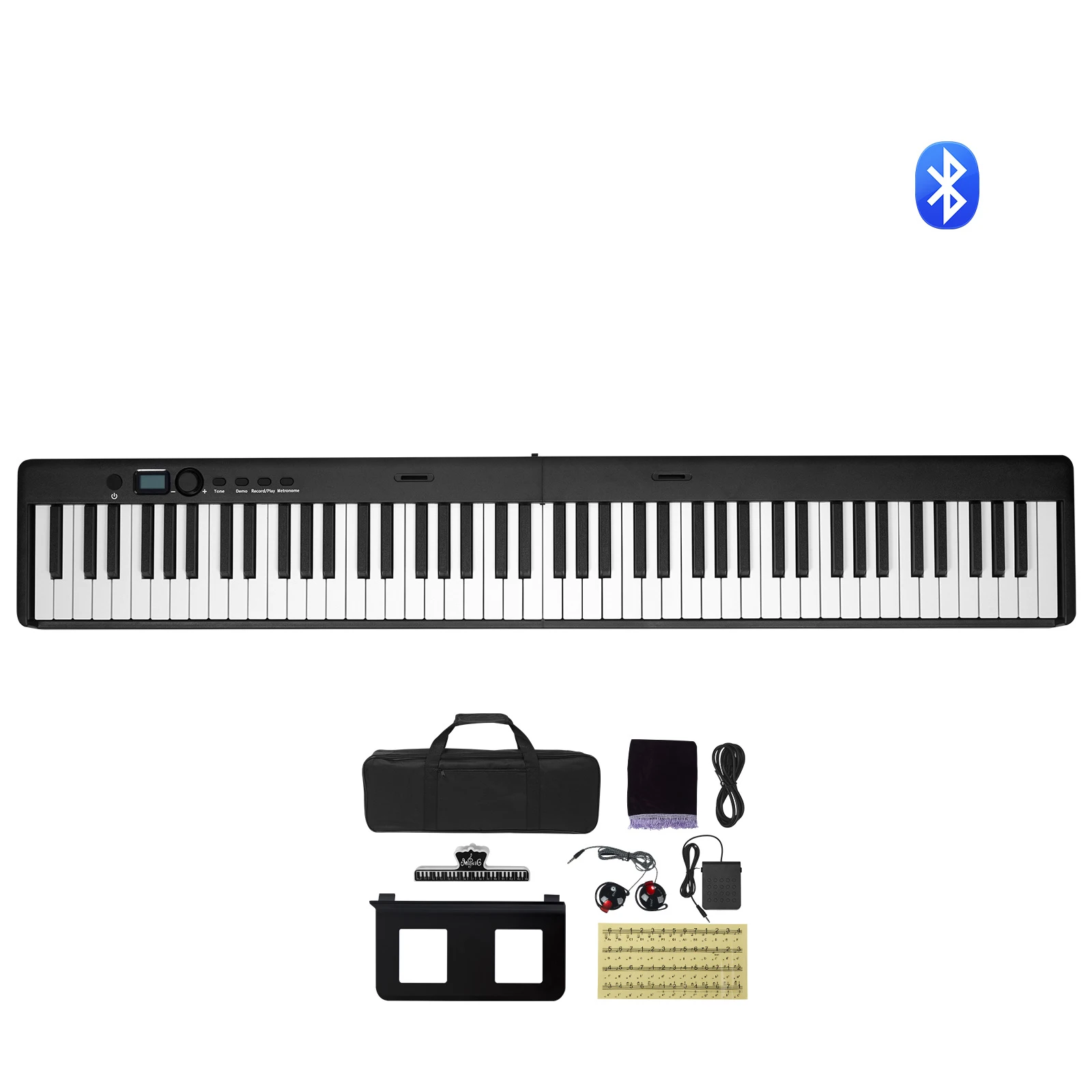 SucceBuy 88-Tasten-Klapptastatur-Klavier, Bluetooth, tragbares elektronisches digitales faltbares MIDI-Klavier, wiederaufladbar, für den Einsatz an Anfänger Image