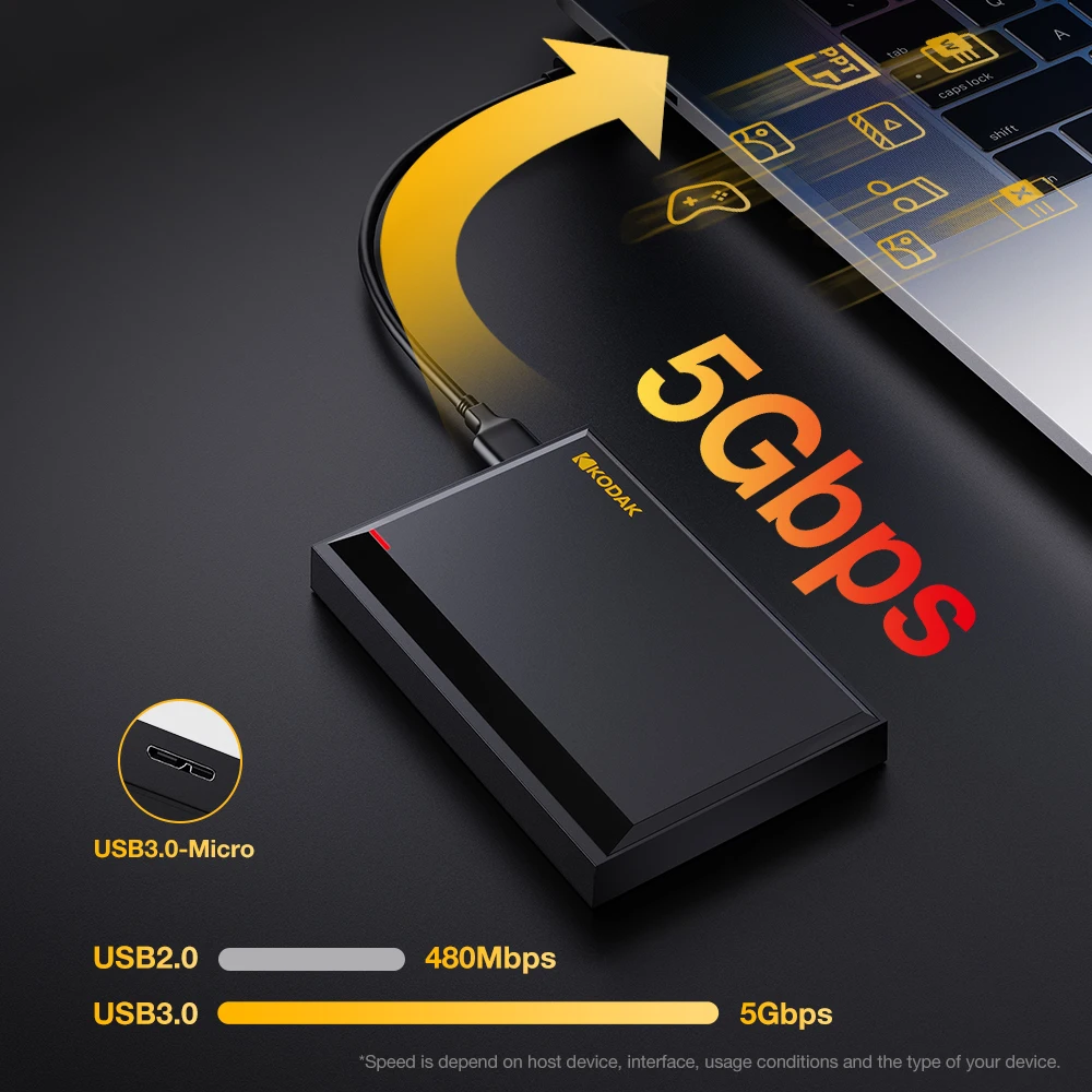 KODAK P190 Tragbare Externe Festplatte HDD 500GB 1TB USB 3.0 Mechanische Mobile Festplatte für PC Laptop Gaming-Speicher Image