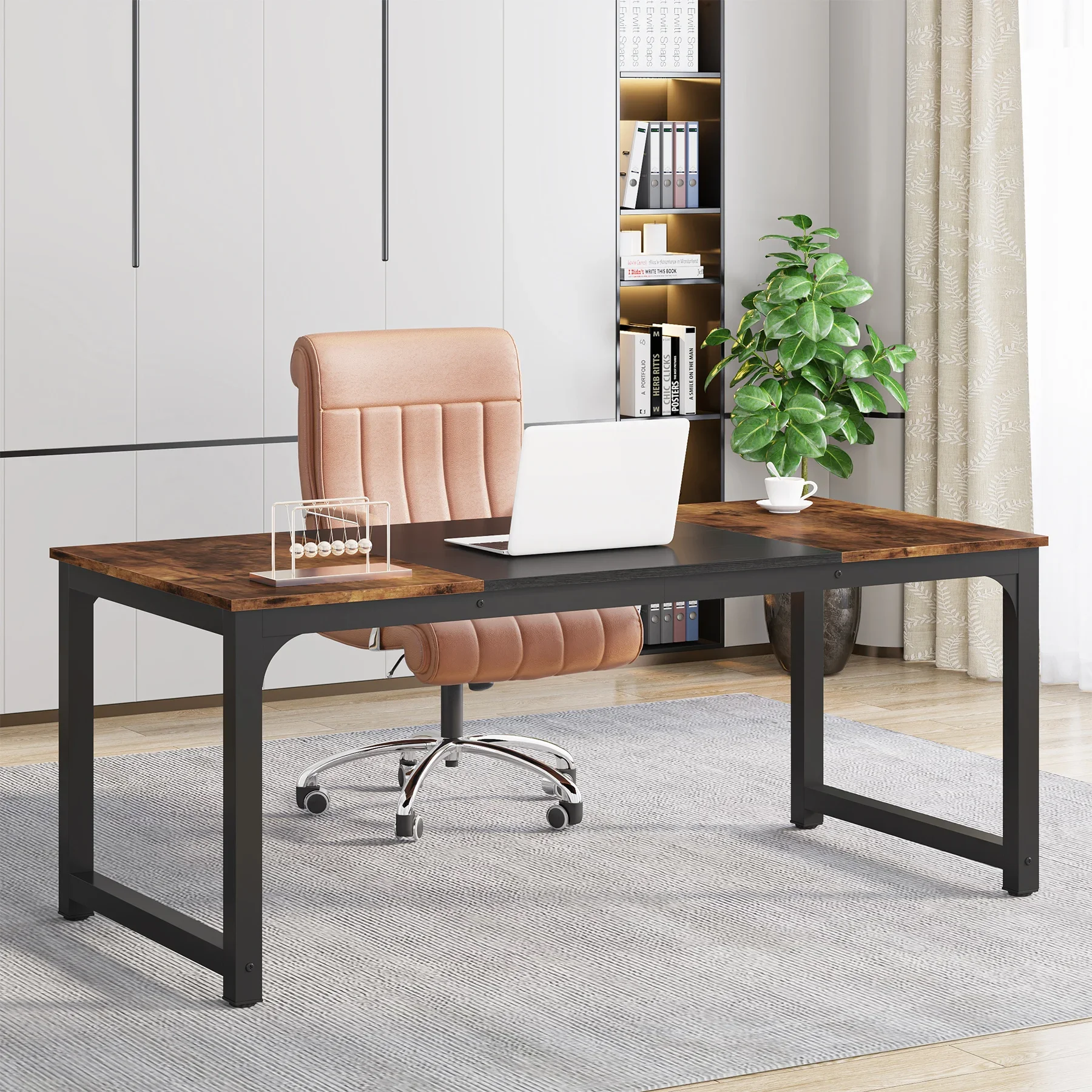Tribesigns Großer Büroschreibtisch, Computertisch, Arbeitszimmer, Schreibtisch, Arbeitsplatz für Zuhause, Büro, moderner Computertisch