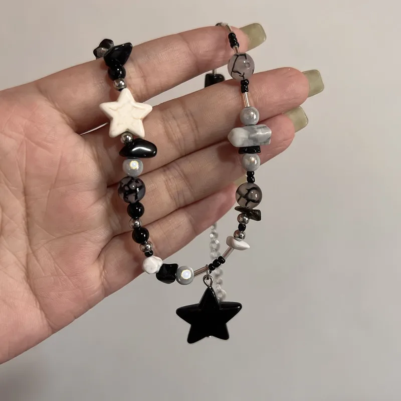 Koreanische Mode Kuh Stern Anhänger Halskette Punk Ästhetische Rote Halskette Für Frauen Y2K Choker Zubehör Vintage Charme Schmuck