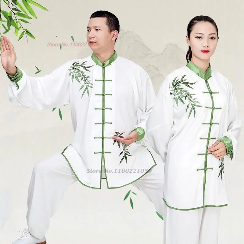 2026 chinesische Kung-Fu-Tai-Chi-Kleidung, Kampfsport, traditionelle Taijiquan-Übungsübung, Blumenstickerei, Oberteile + Hosen-Set Image