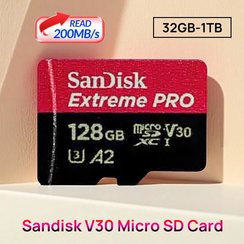 SanDisk V30 Micro SD Extreme PRO 32GB 64GB 128G 256G 512GB 1TB UHS-I Speicherkarte TF Karte 200MB/s C10 U3 4K für Kamera Steam Deck Image