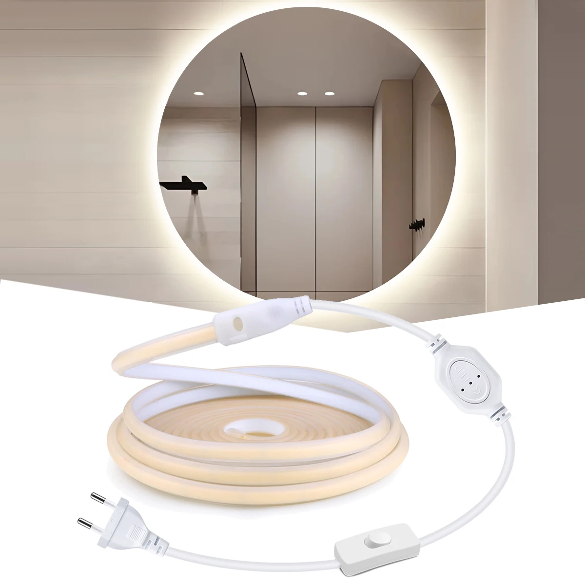 Make-up Spiegel LED Hintergrundbeleuchtung Beleuchtung 110V 220V COB Streifen Eitelkeit Lichter Badezimmer Schminktisch Wasserdichte Spiegel Licht 1-35M