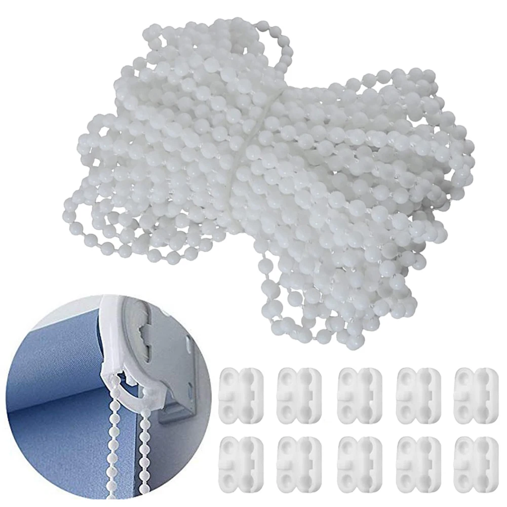10 m Rollos Kugelkette Vorhangschnur Perle vertikales römisches Steuerkabel mit 10 Stück Kettenverbinder Home Decor Vertikaljalousien Image