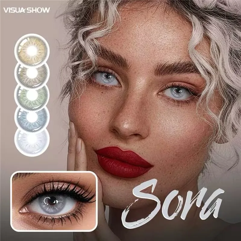VISUASHOW Sora Natürliche graue Kontaktlinsen, halbjährlich verwendbar, kleine Pupille, braune Kontaktlinsen im koreanischen Design für Augen, Schönheit und Make-up Image